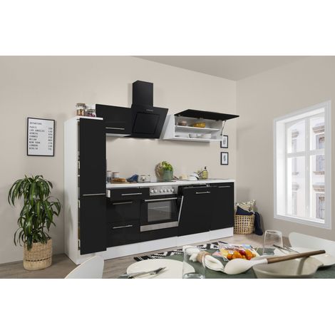 Cuisine Kitchenette Bloc cuisine Blanc Noir Amanda 250 cm Respekta Premium