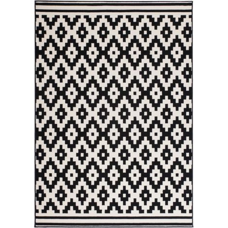Tapis Géométrique à Poils Courts "Now III" Noir 80 x 150 cm (1/4)