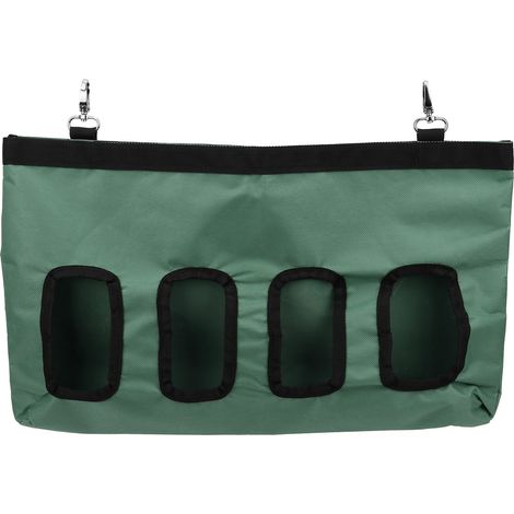 Sac d'alimentation en toile Oxford pour lapin, distributeur de foin suspendu vert à quatre trous (1/5)