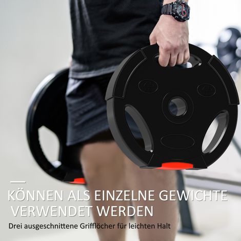 Set de 4 disques de fonte pour musculation, salle de sport, entraînement à domicile, renforcement musculaire, 2x7,5kg + 2x5kg, noir (1/5)