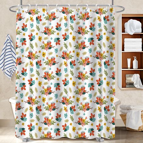 Rideau de douche en polyester 180x180 poids aux ourlets bâche de douche pour une déco d’hiver réconfortante (1/5)