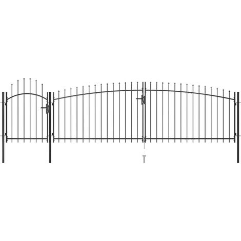 Vidaxl – Portail de clôture de jardin en acier enduit de poudre 5x1,75 m – Verrouillable – Installation facile avec 3 poteaux et charnières robustes