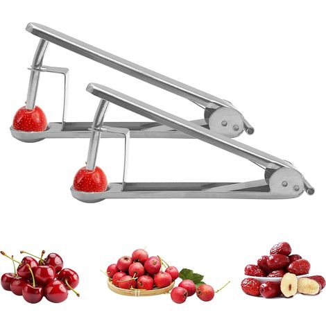 Snocciolatore per ciliegie in 2 pezzi, snocciolatore in acciaio inox, snocciolatore per ciliegie, snocciolatore per prugne, per rimuovere rapidamente i noccioli della frutta (1/5)