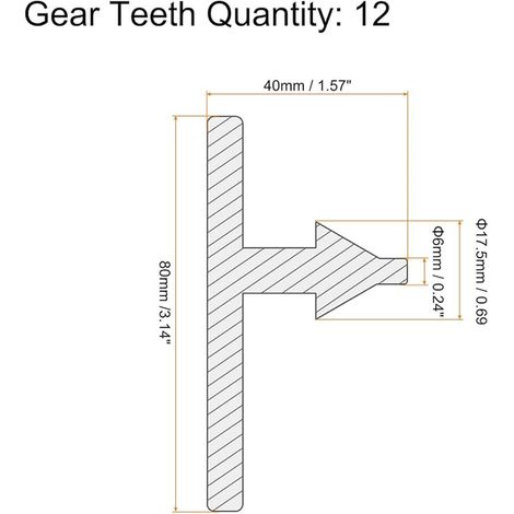 Chuck Key 6 mm Wrench 12 Teeth for 1.5-13 mm Drill Chuck Black