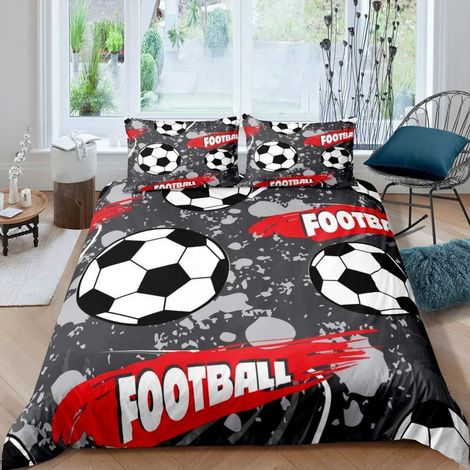 Fußball Bettwäsche Set 135x200cm mit Kissenbezug 80x80cm, Mikrofaser, Reißverschluss