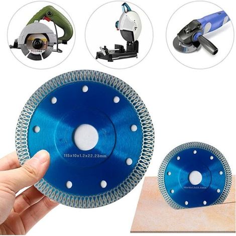Disque Diamant 115mm, Lot de 5 Disque à Tronçonner Diamanté Ø115 x 1,2 mm x 22,23 mm, pour Meuleuse d'angle, Coupe de Porcelaine, Carrelage, Granit, Marbre, Céramique, Béton Renforcé, Bleu (1/4)