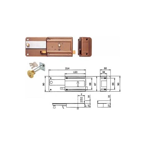 FERROGLIETTO CON CATENACCIO 6 MANDATE E SCR. SEPARATO CIL. STACC. 340- - mm.60 (340606) - 2 pezzi ISEO