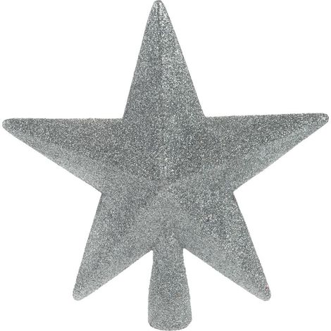 Puntale per albero di Natale a forma di stella argentata infrangibile da 19 cm (1/3)