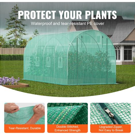 Serre Tunnel Jardin - 445x194x192 cm Tente Abri Plantes avec (1/5)