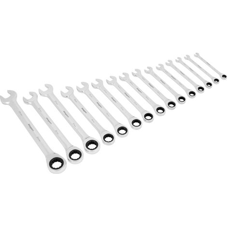 Sealey Combination Ratchet Spanner Set 15pc Metric S01247