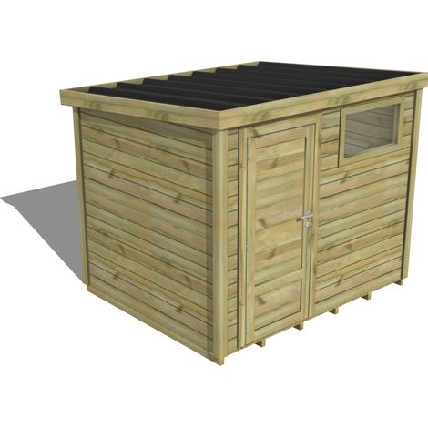 Abri Français – Abri de jardin bois pin traité autoclave 28mm – Bac acier laqué gris – Dimensions hors-tout 2,70x2,35m – Plancher en bois massif 5,1m²