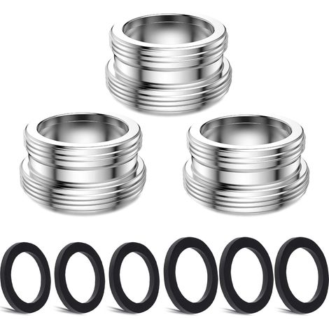 3 pièces Kit d'adaptateur de robinet, Mâle M22 mm vers Mâle M24 mm Ensemble d'adaptateurs pour aérateur de cuisine Adaptateur de robinet d'évier Filtre à eau pour tuyau d'arrosage (1/5)