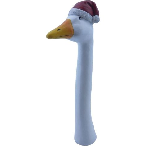 Figur Gänsekopf mit Weihnachtsmütze Polyresin 37,5 x 7 x 15 cm rot Dekofigur
