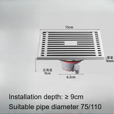 (15cm LY)Stainless Steel Floor Drain, Shower Large Displacement Floor Drain for Bathroom (1/4)