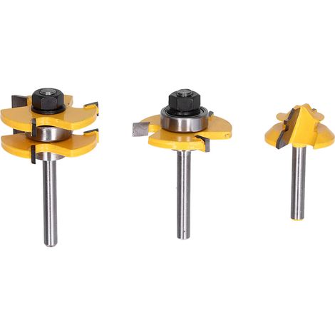 [Fraises à queue d'aronde] Fraises de précision en acier carbone 6.35mm - Lot de 3 pièces pour travail du bois (bois dur, liège, contreplaqué) - Coupe précise, durable et résistante à l'usure (1/5)