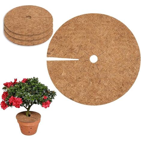 Tapis de Coco pour Plantes avec Couvercle, en Fibre de Coco Biodégradable, pour la Protection des Racines et Contre Les Mauvaises Herbes, pour Plantes en Pot en Hiver (45cm) (1/5)
