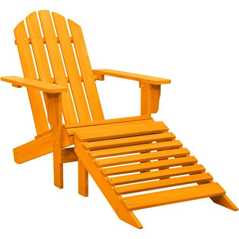 Chaise de jardin-Chaise de terrasse-Chaise d'extérieur Adirondack avec pouf bois de sapin orange (1/5)