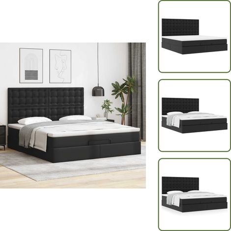 Cadre de lit ottoman avec matelas noir 160x200 cm similicuir - Cadre De Lit Ottoman - Cadres De Lit Ottoman - Cadre De Lit - Cadre De Lit Avec Rangement (1/5)