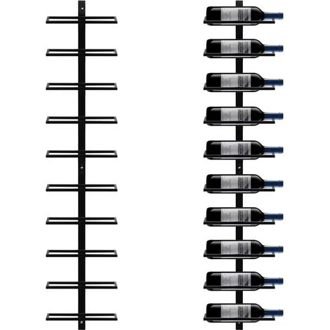 Porte Bouteille Mural 10 Niveaux Étagère à Vin Métal 126cm Noir (1/5)