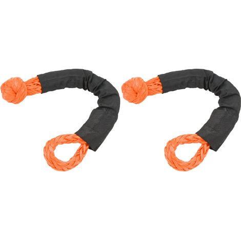 Manille souple pour corde, 2 pièces, manille souple de récupération tout-terrain, résistance à la rupture de 35 tonnes, sangle de remorquage souple pour camions, gros SUV, véhicules tout-terrain (oran