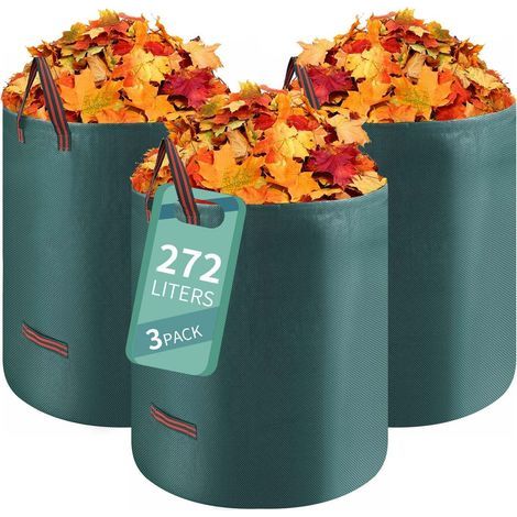 x 272-Liter-Gartenabfallsäcke, reißfeste, robuste Grünabfallsäcke, Pflanzsäcke mit Griffen, faltbare Grünabfallsäcke, freistehende Gartensäcke, Tragkraft bis 50 kg (1/5)
