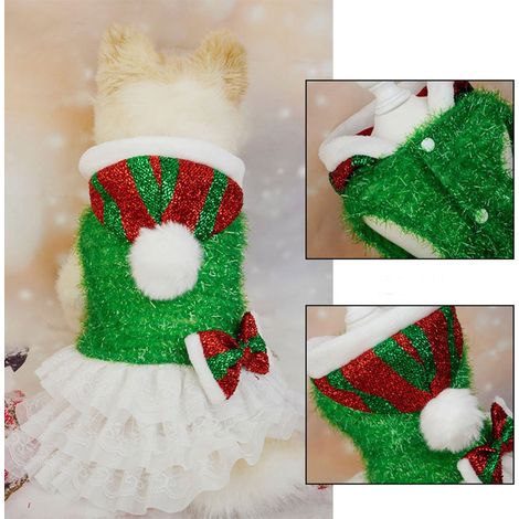 Vetement Chien Noel - Robe Capee en Coton - Pour Fete et Rassemblement Festif - Taille Unique (1/3)