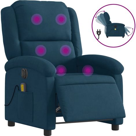 Massagesessel Elektrisch Blau Samt vidaXL