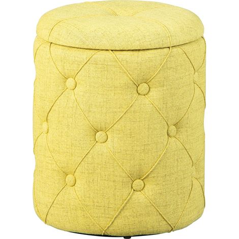 Ymas Fusshocker, Hocker mit Aufbewahrung gelbgrün und braun.