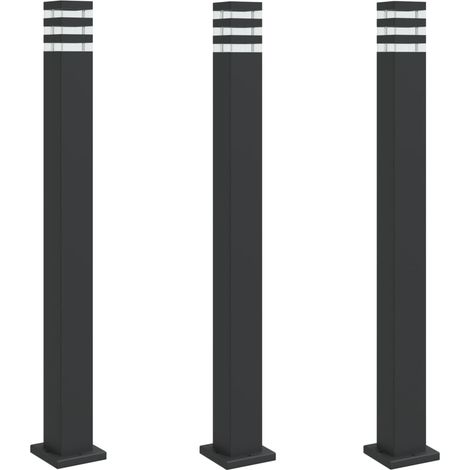 Lámparas de pie para exterior 3 piezas 110 cm aluminio negro 020042547
