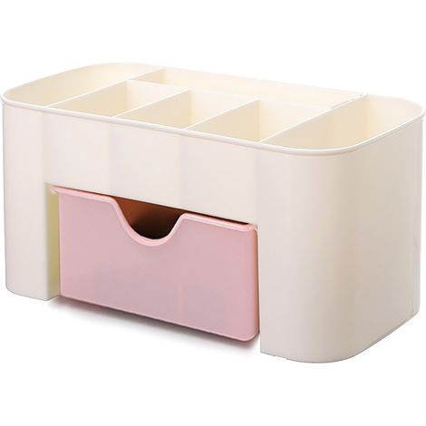 Organisateur de tiroir de bureau multifonctionnel, boîte de rangement en plastique pour bijoux et maquillage, rose clair (1/5)