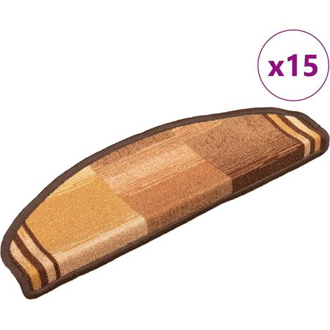 vidaXL Alfombrilla autoadhesiva de escalera 15 uds marrón 65x21x4 cm (1/5)
