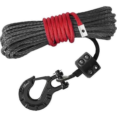 Câble de treuil synthétique, 1/4 pouce x 50 pieds, 10 000 lb, compatible avec les véhicules tout-terrain, les véhicules 4x4, les véhicules tout-terrain et les câbles de treuil de voiture. (1/5)