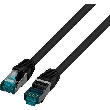 Cable de conexión RJ45 S/FTP cat. 6A LSZH negro 0,5 m