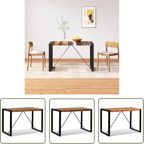 Table de salle à manger, Table à dîner, Table de Cuisine Bois de récupération massif 120 cm BHU6914 BonneVie (1/5)