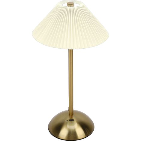 Plissee-Tischleuchte mit Touch-Bedienung, 3 Farben, stufenlos dimmbar, USB-aufladbar, kabellose Retro-LED-Nachttischlampe für Wohnzimmer und Schlafzimmer, Beige (1/5)