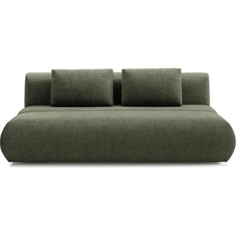TINA - Canapé droit convertible tissu chiné 2 places Vert (1/5)