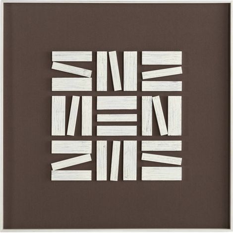 Tableau mural abstrait bois et verre - Blanc et brun (1/5)