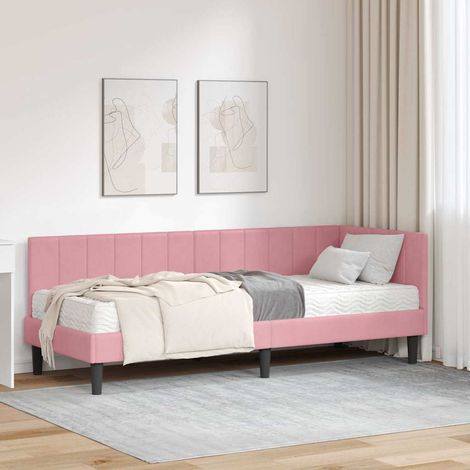 Cadre de lit d'angle avec matelas, canapé-lit 2 pièces, velours gris 80 x 200 cm - PANGIVO (1/5)