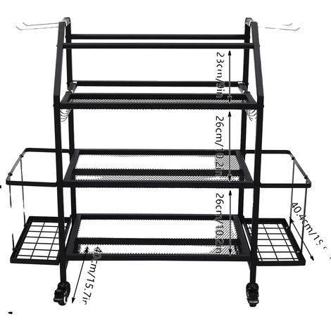 Mueble de almacenamiento para gimnasio en casa, diseño independiente, tres niveles, negro. (1/2)