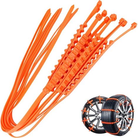 Chaînes à neige - 10 pièces - Chaîne à neige - Antidérapant pour pneus automobiles - Chaînes antidérapantes - Chaîne d'hiver - Sécurité - Serre-câbles antidérapants réutilisables - Convient pour autom (1/5)