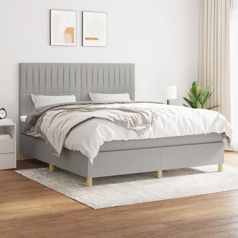 Boxspringbett mit Matratze Hellgrau 160x200 cm Stoff (1/5)