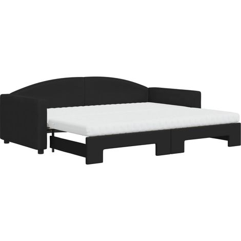 Maison Exclusive - Lit de jour avec gigogne et matelas noir 90x200 cm tissu