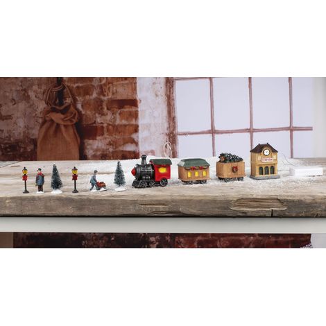 LED Deko Weihnachtszug Set - 10-teilig - mit 5 LED beleuchtet