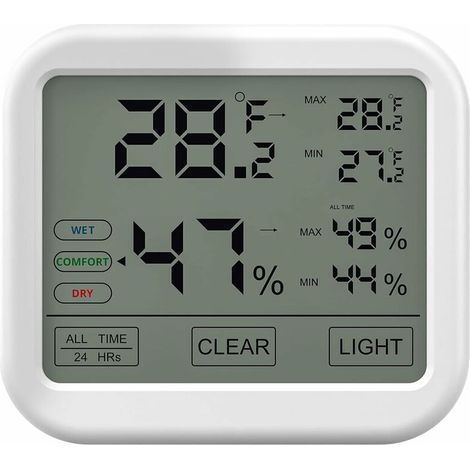 Thermomètre Hygromètre Intérieur avec Haute Précision, Numérique LCD Moniteur Température et Humidité, Indicateur du Niveau de Confort Idéal pour Chambres de Bébé, Maison, Cave, Frigo, Garage (1/5)