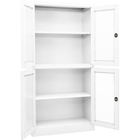 Maison Exclusive - Armadio per Ufficio Bianco 90x40x180 cm in Acciaio e Vetro (1/5)