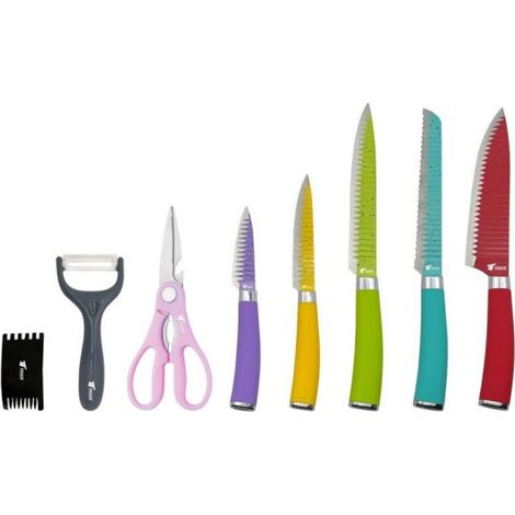 Set di 8 coltelli professionali in acciaio inossidabile Colori assortiti Taglio preciso e sicuro per la tua cucina (1/5)