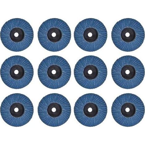 Lot de 12 Disques Abrasifs à Lamelles - 75 mm - Grain 120 - Métal, Acier, Bois - Bleu (1/5)