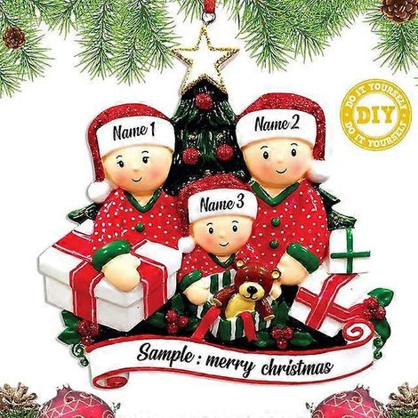 Décoration de Noël suspendue pour sapin, Nouvel An, acrylique, à faire soi-même, décoration de Noël personnelle pour la maison, une famille de 3 personnes (1/5)