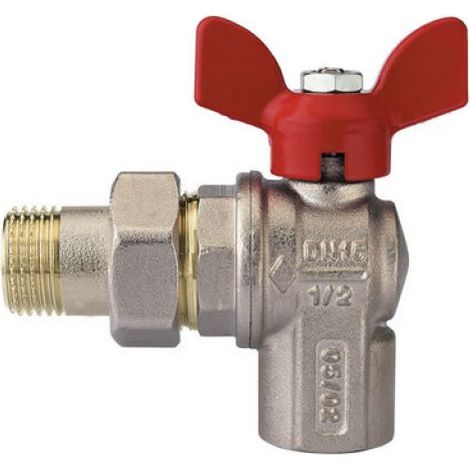 VALVOLA A SFERA A SQUADRA PER COLLETTORI CON FARFALLA ALLUMINIO ROSSA 1/2&quot  DN 15