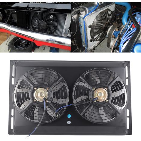 Radiateur automobile haute performance avec cadre en acier et deux ventilateurs de refroidissement 12V 80W modifiés